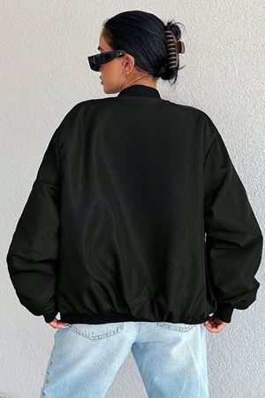 Kadın Oversize Bomber Mont - Siyah