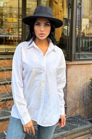 PureWhite Oversize Basic Kadın Gömlek