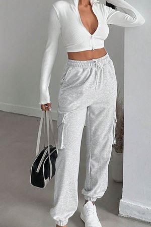 RelaxFit Kadın Kargo Jogger Eşofman-Gri