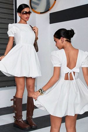 City Chic Basic Beyaz Mini Elbise