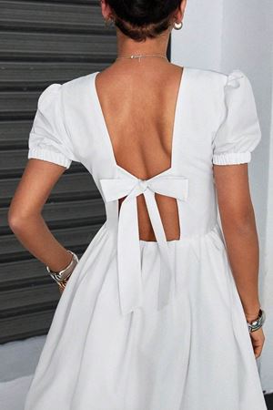 Elegance Halter Beyaz Midi Elbise