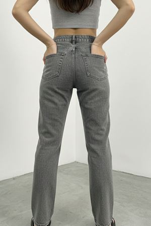 High Rise Straight Fit Gri Denim Jean