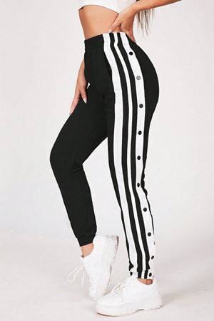 Yırtmaçlı ve Çıtçıt Detaylı Siyah Jogger Spor Eşofman