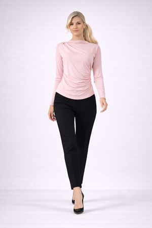 Yanı Büzgülü Drape Detaylı Uzun Kollu Bluz - Gülkurusu