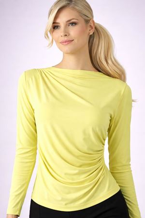 Yanı Büzgülü Drape Detaylı Uzun Kollu Bluz - Sarı
