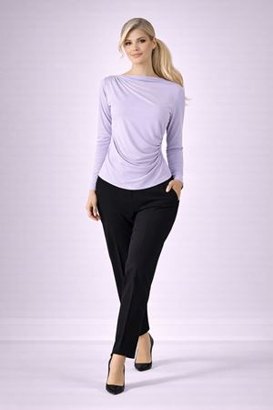 Yanı Büzgülü Drape Detaylı Uzun Kollu Bluz - Lila