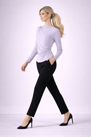 Yanı Büzgülü Drape Detaylı Uzun Kollu Bluz - Lila