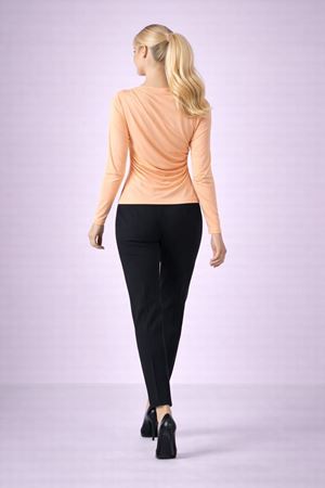 Yanı Büzgülü Drape Detaylı Uzun Kollu Bluz - Somon
