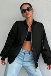Kadın Oversize Bomber Mont - Siyah