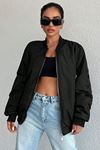 Kadın Oversize Bomber Mont - Siyah