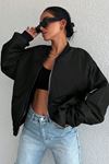 Kadın Oversize Bomber Mont - Siyah