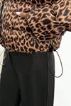 Leopar Desen Oversize Dolgulu Şişme Kadın Mont 