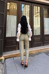 Kuşaklı Havuç Yüksel Bel Pantolon-Haki