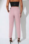 Ronasia ElegantFit Tokalı Yüksek Bel Kadın Pantolon-Pembe