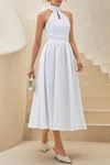 Elegance Halter Beyaz Midi Elbise