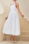 Elegance Halter Beyaz Midi Elbise