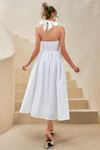 Elegance Halter Beyaz Midi Elbise