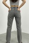 High Rise Straight Fit Gri Denim Jean