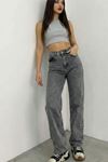 High Rise Straight Fit Gri Denim Jean
