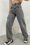 High Rise Straight Fit Gri Denim Jean