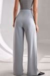 Modern Silüet Kemerli Bol Paça Pantolon-Gri