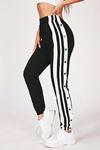 Yırtmaçlı ve Çıtçıt Detaylı Siyah Jogger Spor Eşofman