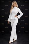 Beyaz Peplum Detaylı Pantolon Takım