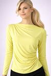 Yanı Büzgülü Drape Detaylı Uzun Kollu Bluz - Sarı